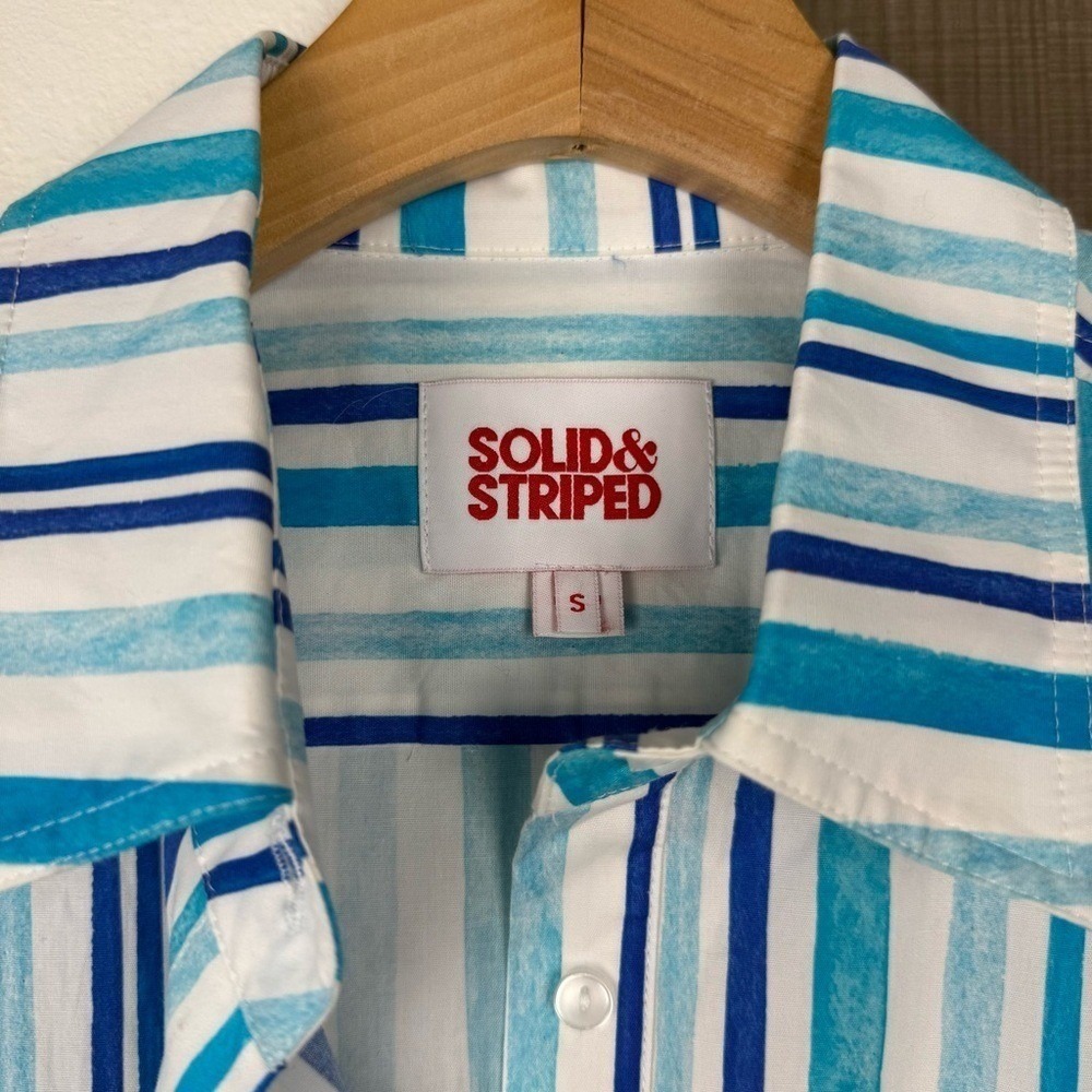 SOLID & STRIPED Mixed Blue Striped Button Down Shirt Oversized Size Small‎ - Picture 11 of 12